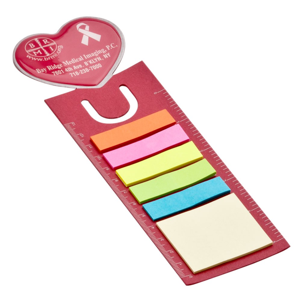 Heart Shaped Bookmark with  Sticky Notes & Ruler WAUCUSTHEART